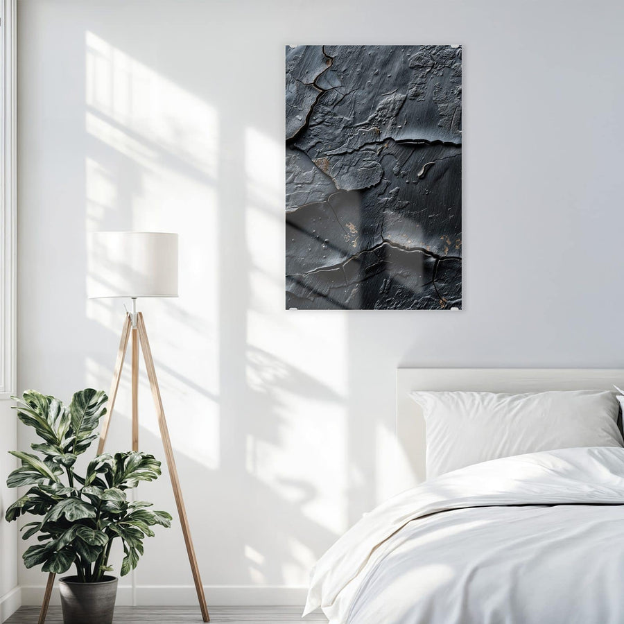 Maße Wandbild - Risse in Anthrazit - Hochformat