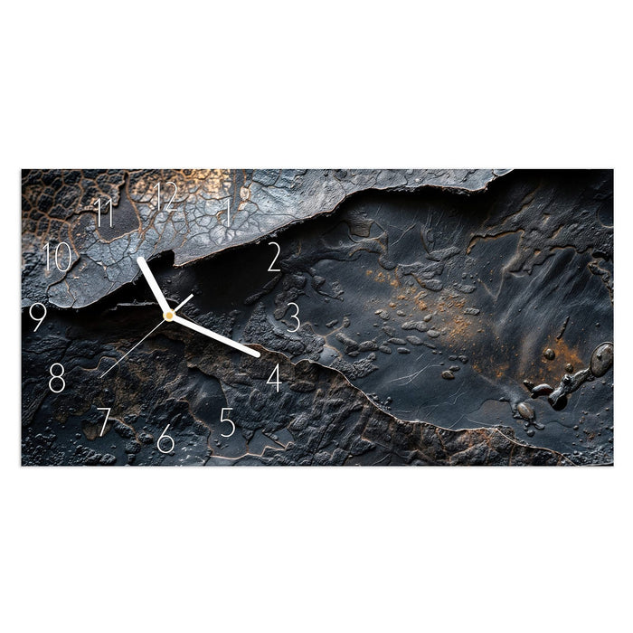 Wanduhr Dunkle Bronzetextur aus Glas – Querformat 60 × 30 cm mit Ziffernblatt Elegant