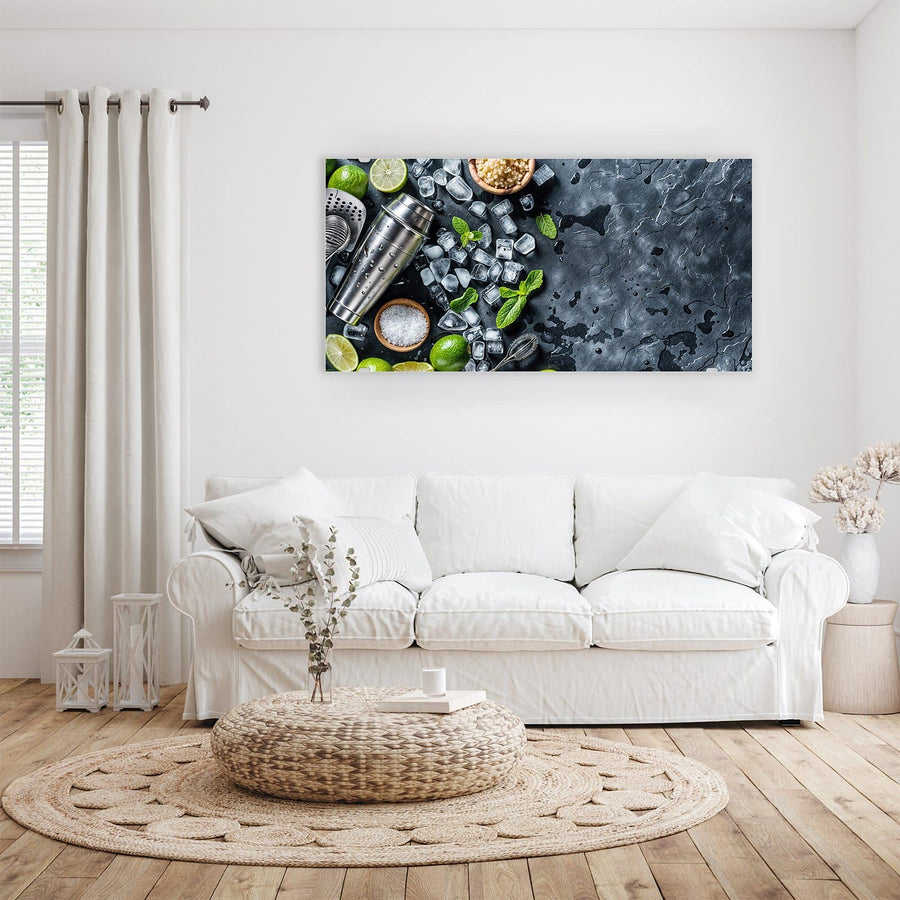 Maße Wandbild - Shaker mit Limetten - Querformat