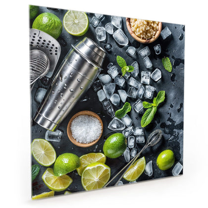 Küchenrückwand mit dem Motiv Shaker mit Limetten