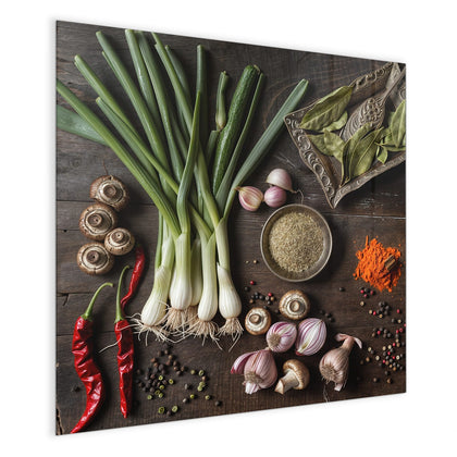 Magnettafel mit dem Motiv Gemüse und Gewürze