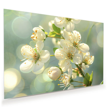 Wandbild mit dem Motiv Weiße Blüten vor Grün