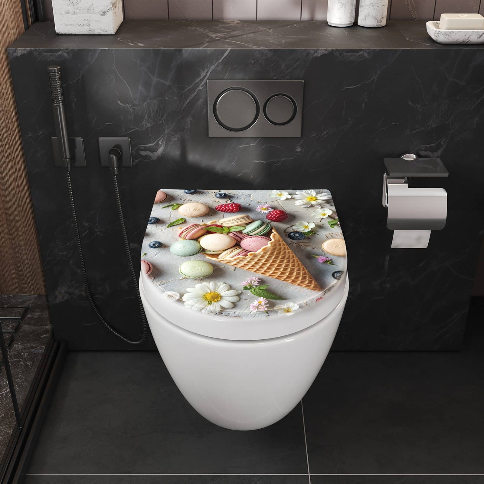 WC-Sitz mit Absenkautomatik Macarons im Sommer