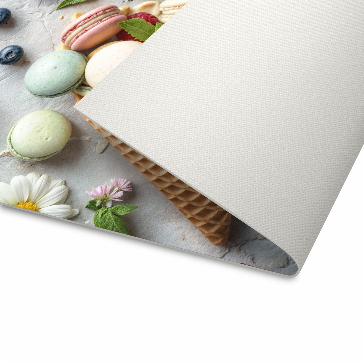 Geräuschdämpfender Küchenläufer mit Motiv Macarons im Sommer - waschbar für die Küche