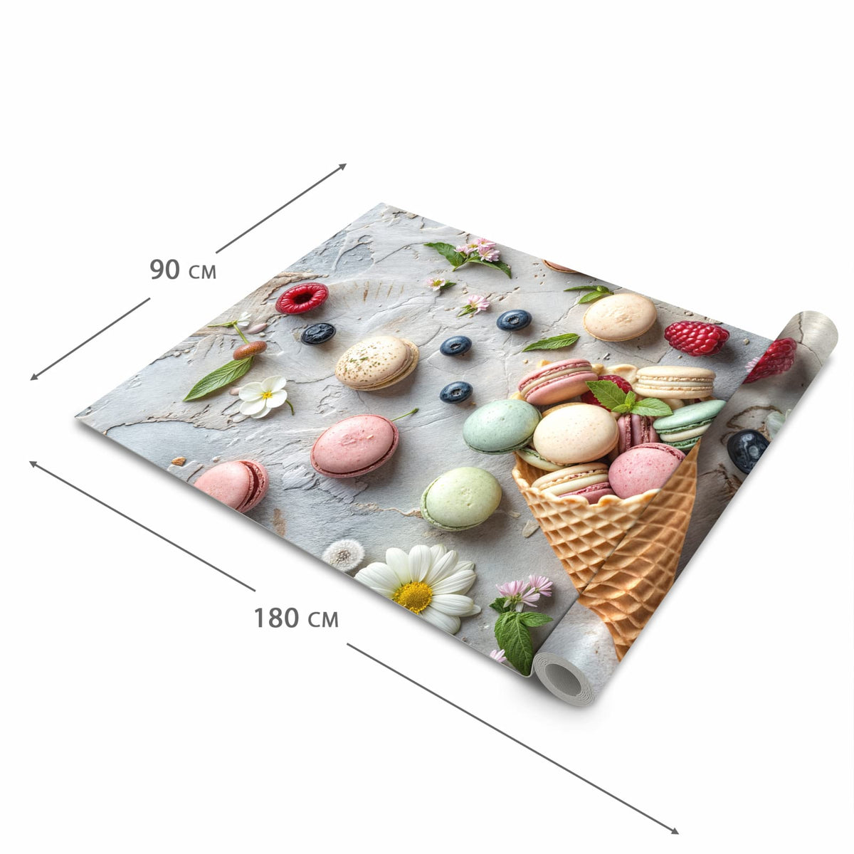 Rutschfester Küchenläufer mit Motiv Macarons im Sommer in der Grösse 60x180 cm