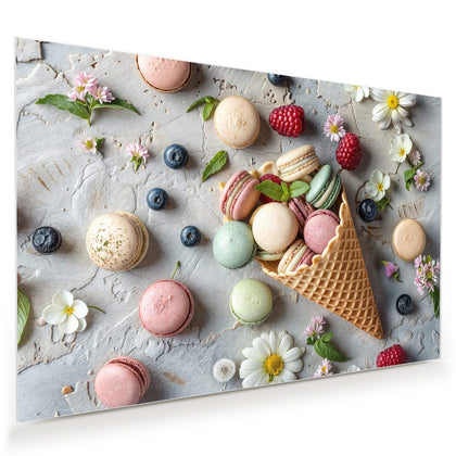 Wandbild mit dem Motiv Macarons in der Waffel