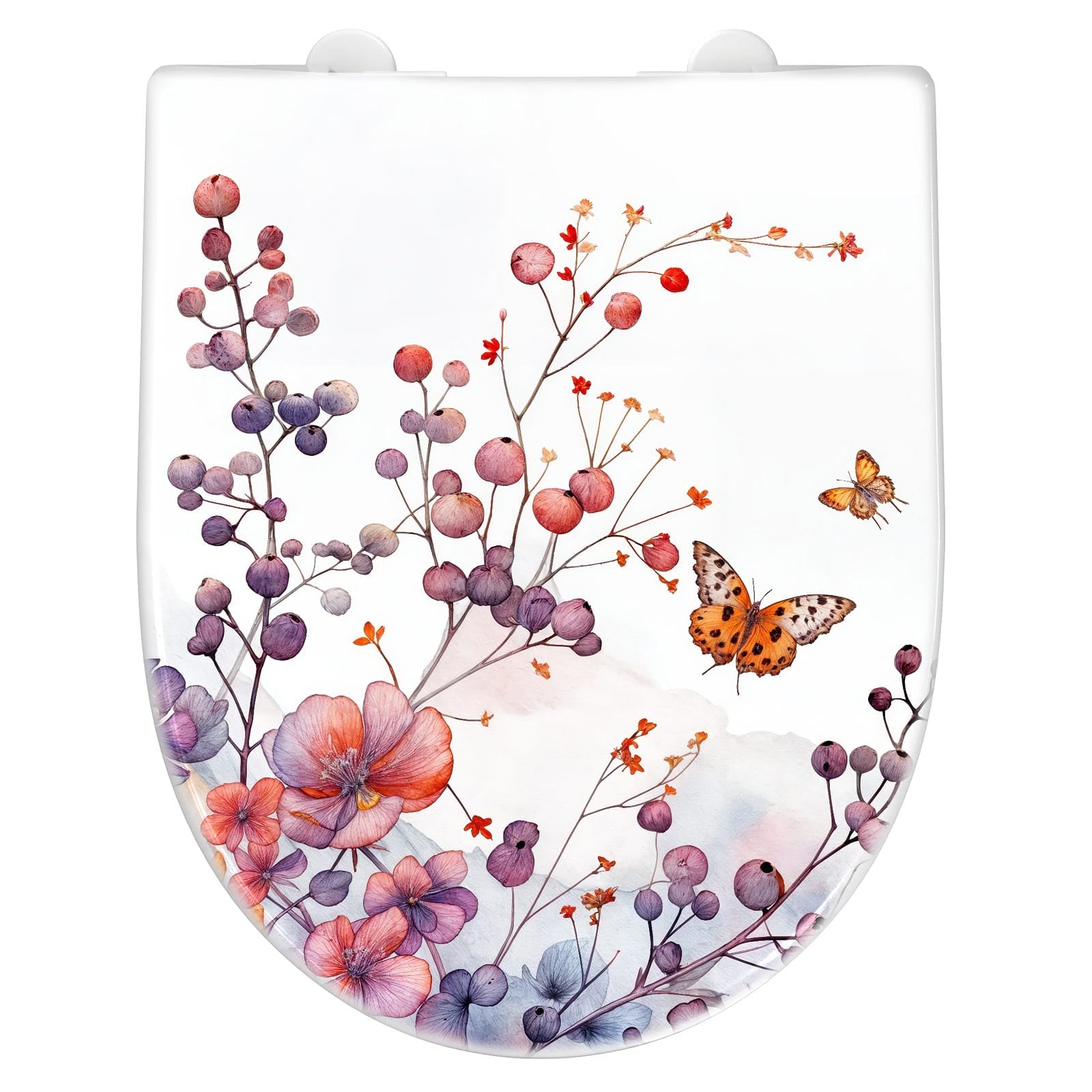 WC-Sitz mit Absenkautomatik Blumen und Schmetterlinge