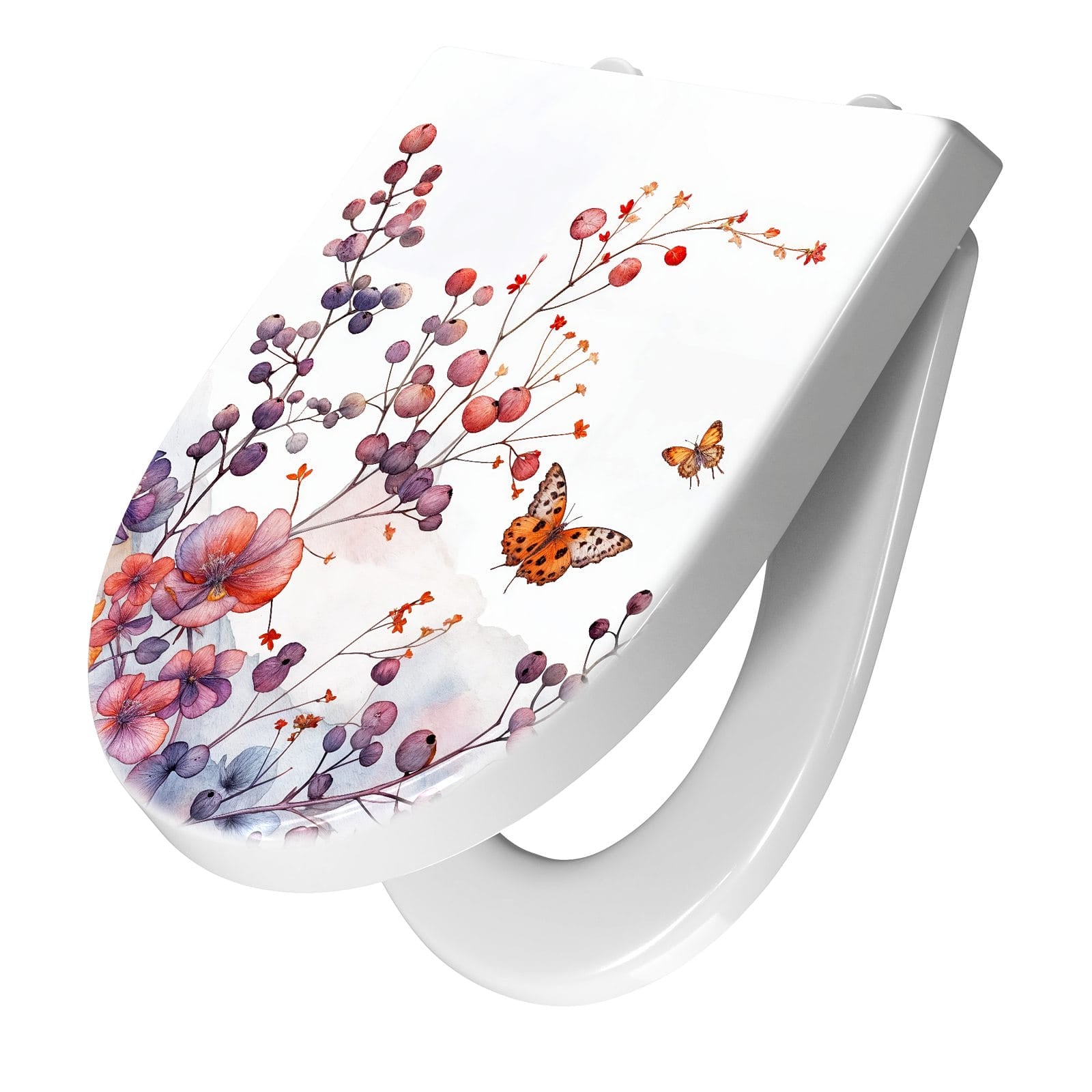 WC-Sitz mit Absenkautomatik Blumen und Schmetterlinge