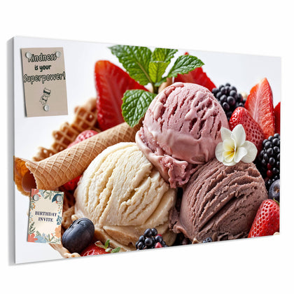 Metall Magnettafel mit dem Motiv Eiskugeln mit Beeren