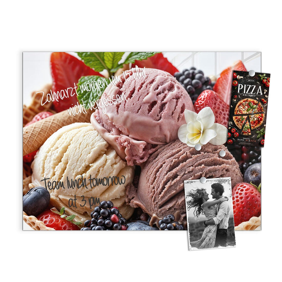 Maße Magnettafel - Eiskugeln mit Beeren