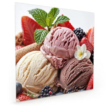 Küchenrückwand mit dem Motiv Eiskugeln mit Beeren