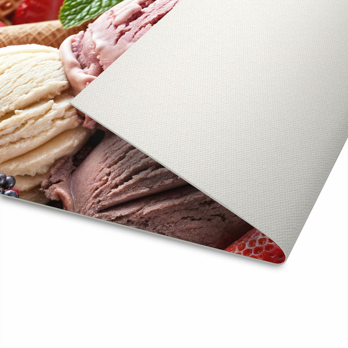Moderner Küchenläufer mit Motiv Eiswaffelmit Obst für sichere Aufbewahrung