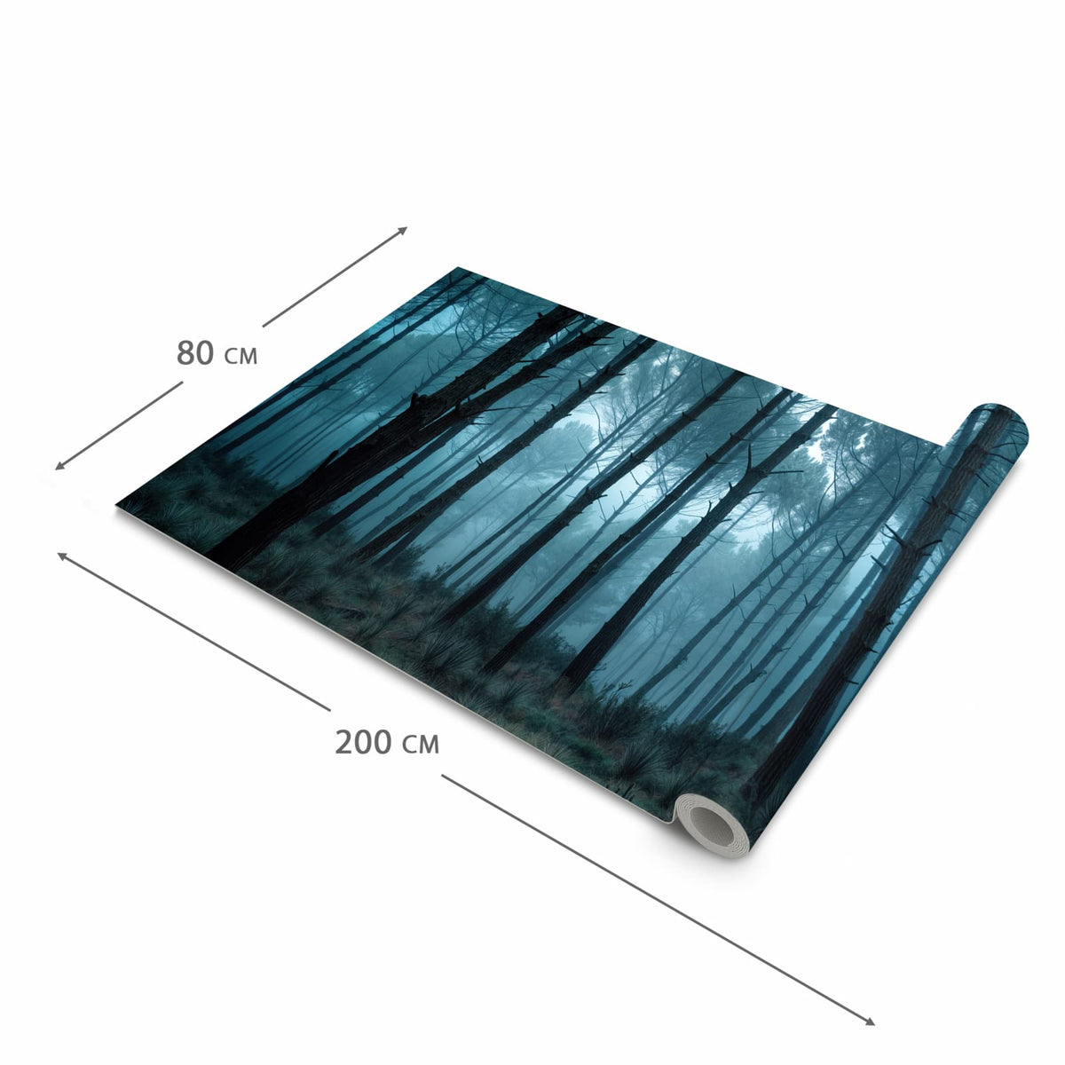 Pflegeleichter Küchenläufer mit Motiv Nebeliger Wald in der Grösse 60x120 cm