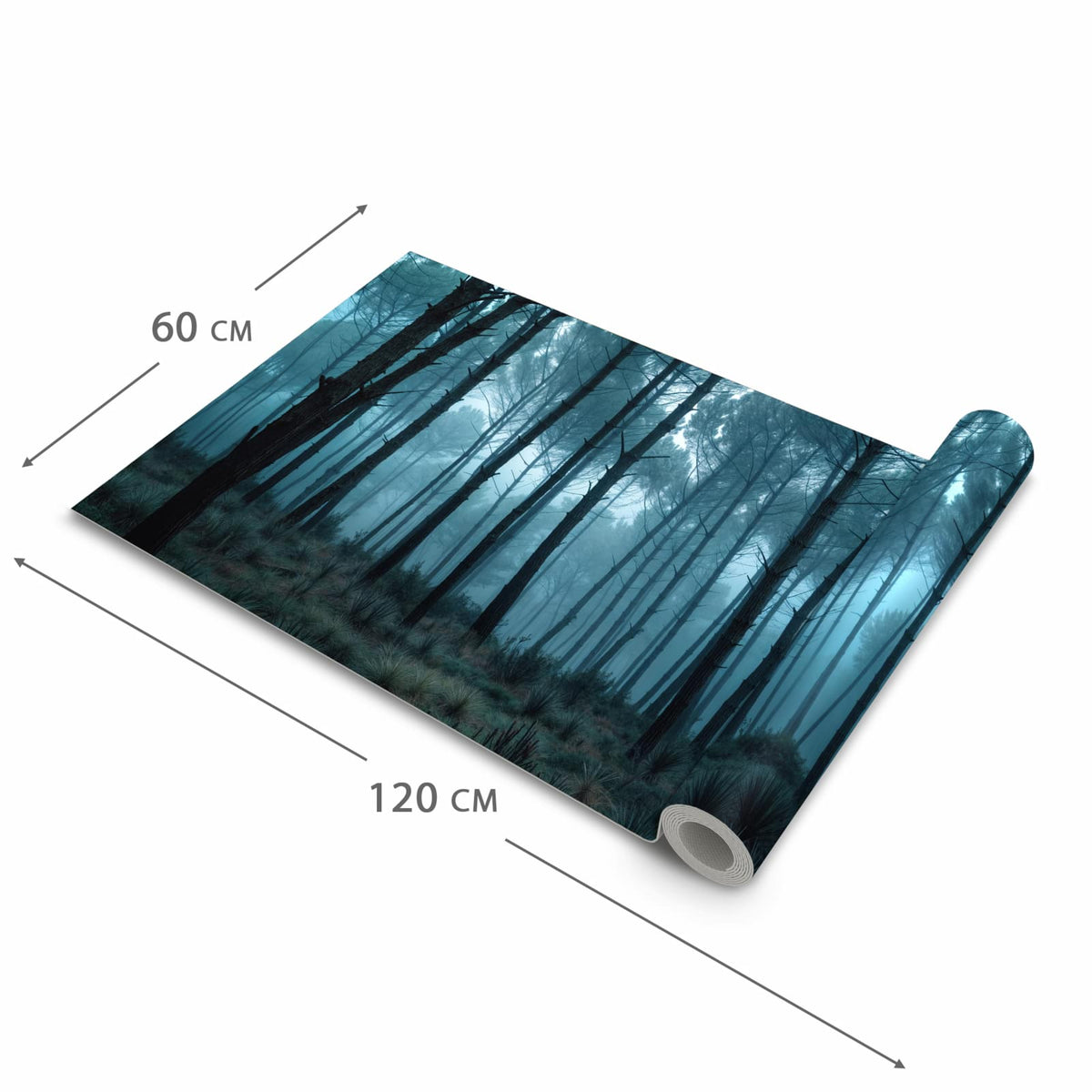 Schmutzabweisender Küchenteppich mit Motiv Nebeliger Wald in der Grösse 60x120 cm