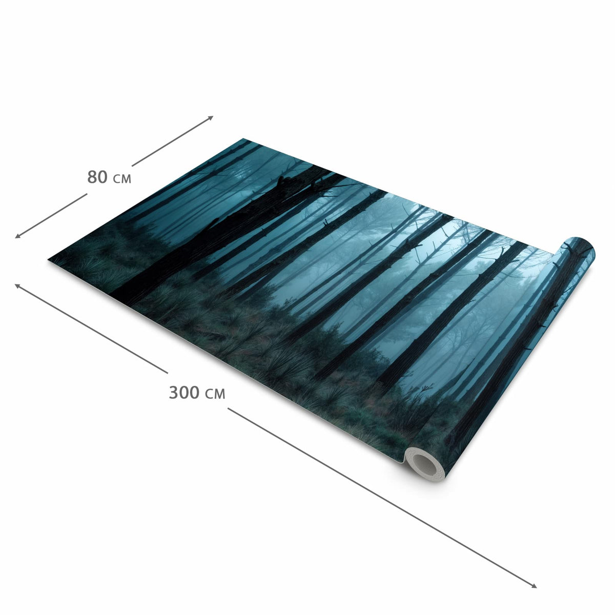 Strapazierfähiger rutschfester Küchenläufer mit Motiv Nebeliger Wald in der Größe 60x120 cm