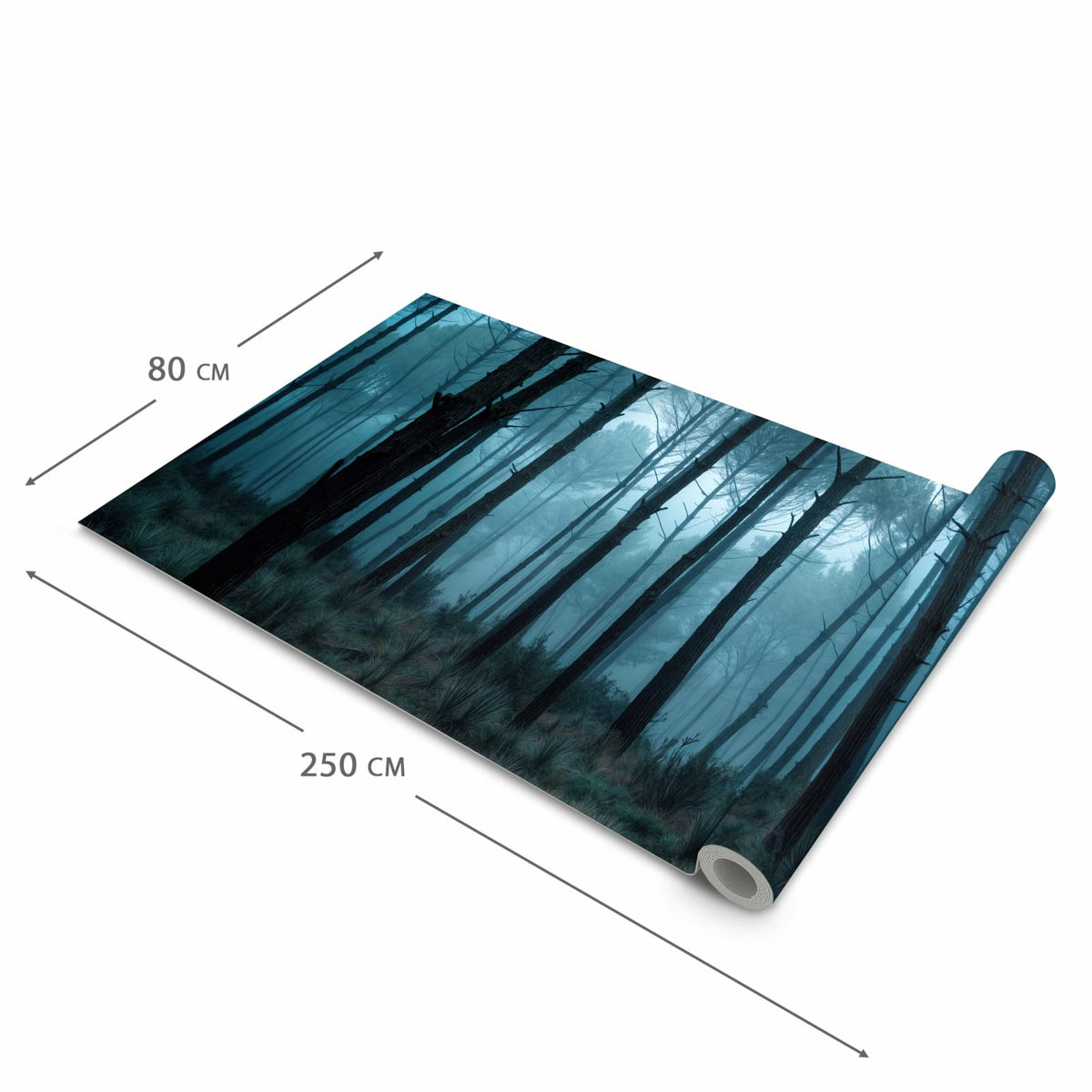 Waschbarer Küchenläufer mit Motiv Nebeliger Wald in der Größe 60x120 cm, angenehme Haptik