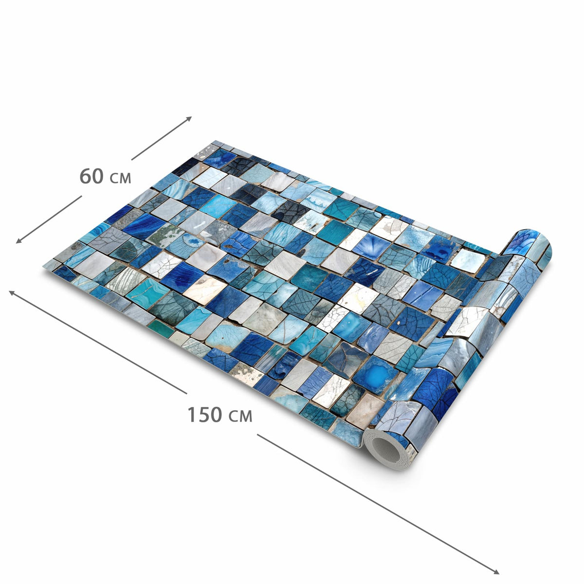 Feuchtigkeitsresistenter Küchenteppich mit Motiv Mosaikfliesenmuster in der Größe 90x240 cm