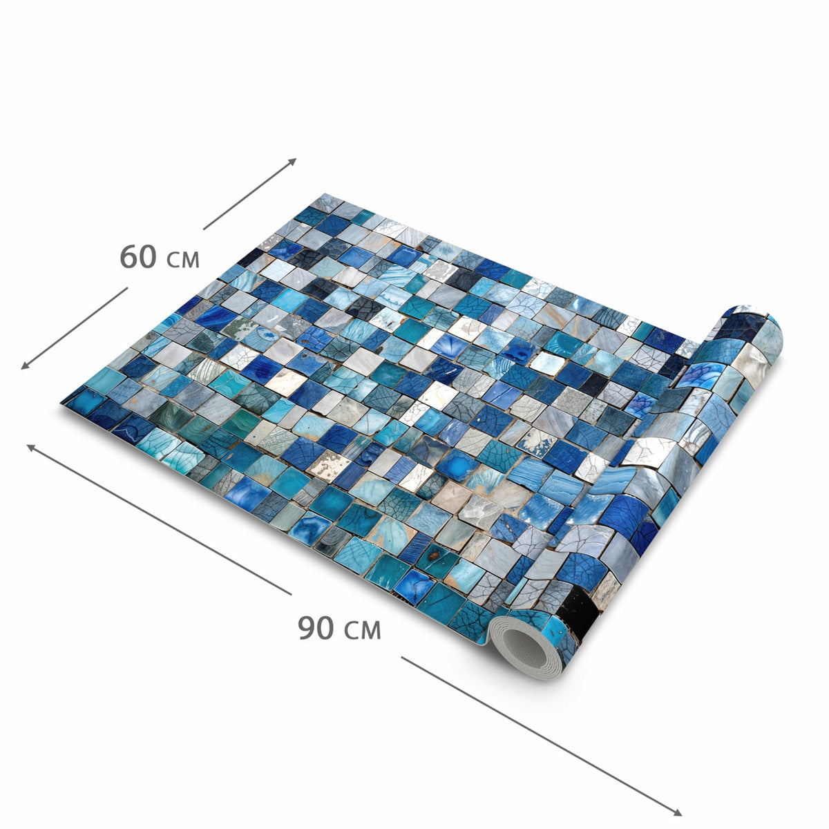Formstabiler waschbarer Küchenteppich mit Motiv Mosaikfliesenmuster in der Grösse 90x240 cm