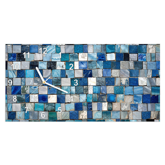 Wanduhr Mosaikfliesenmuster aus Glas – Querformat 60 × 30 cm mit Ziffernblatt Modern