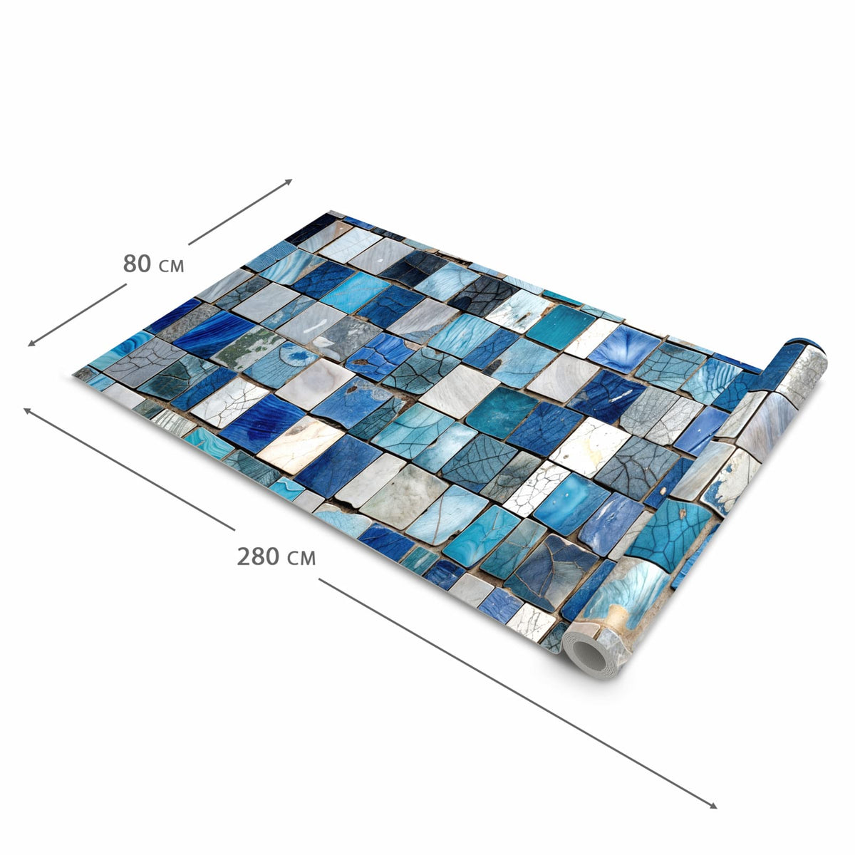 Geräuschdämpfender waschbarer Küchenläufer mit Motiv Mosaikfliesenmuster in der Größe 90x240 cm