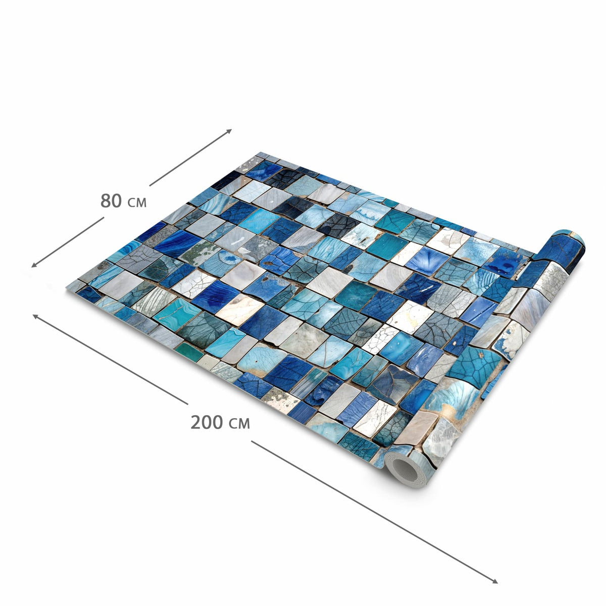 Küchenteppich mit Motiv Mosaikfliesenmuster in der Grösse 90x240 cm für sicheres Aufbewahren