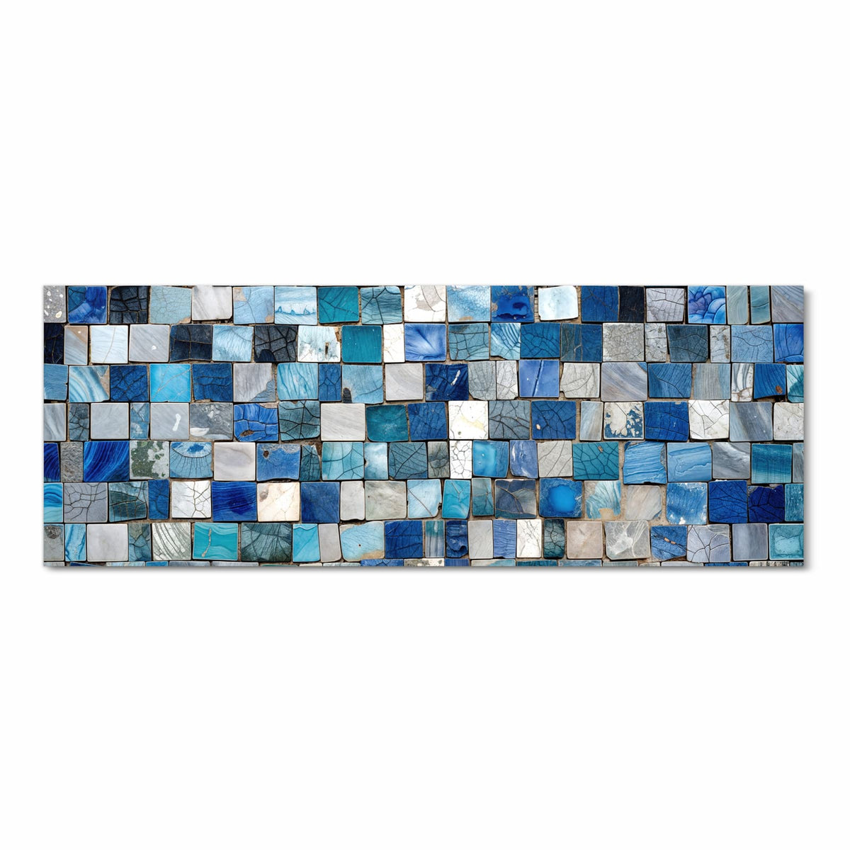 Ordnungsschaffender Küchenteppich mit Motiv Mosaikfliesenmuster in Frontansicht für Übersicht
