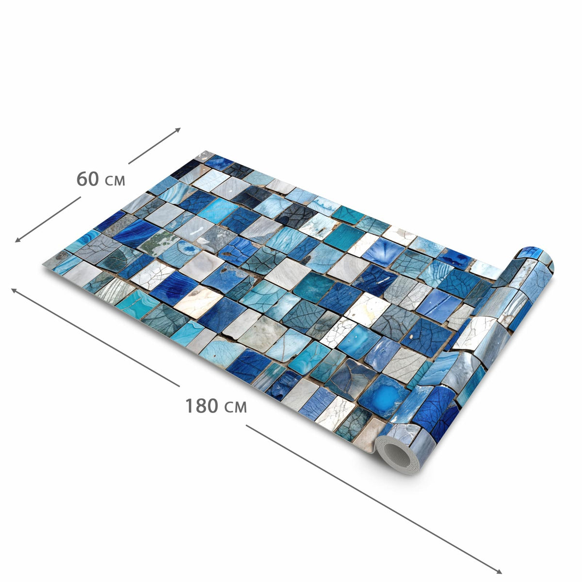 Bodenschonender Küchenteppich mit Motiv Mosaikfliesenmuster in der Grösse 90x240 cm, waschbar