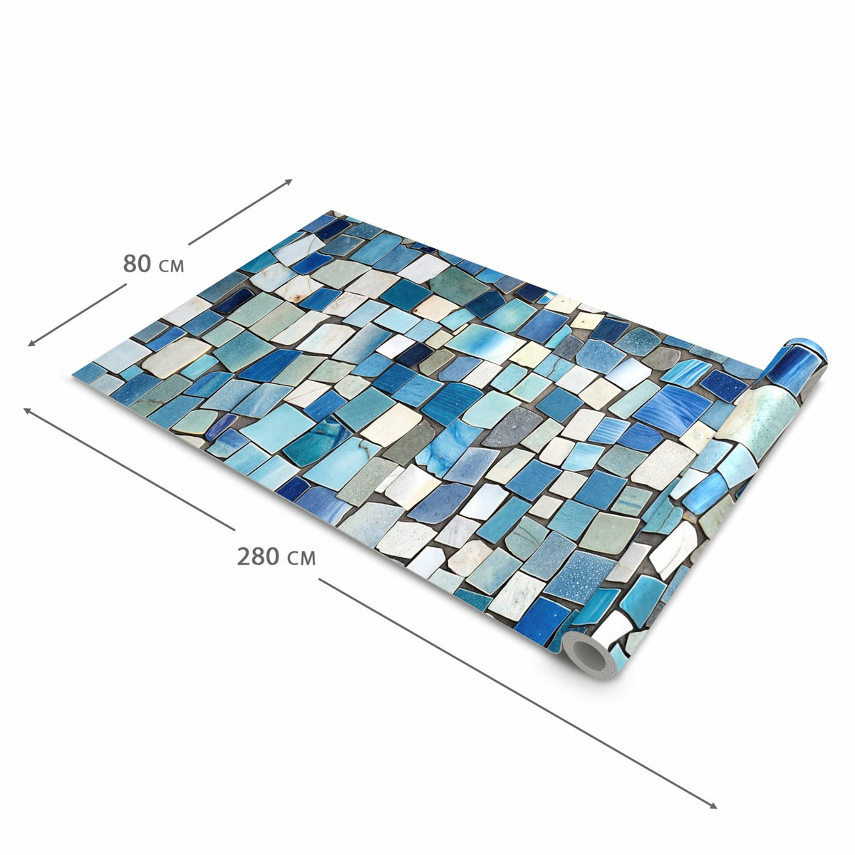 Hygienischer Bodenläufer Teppich mit Motiv Bunte Kachelmuster in der Grösse 90x240 cm