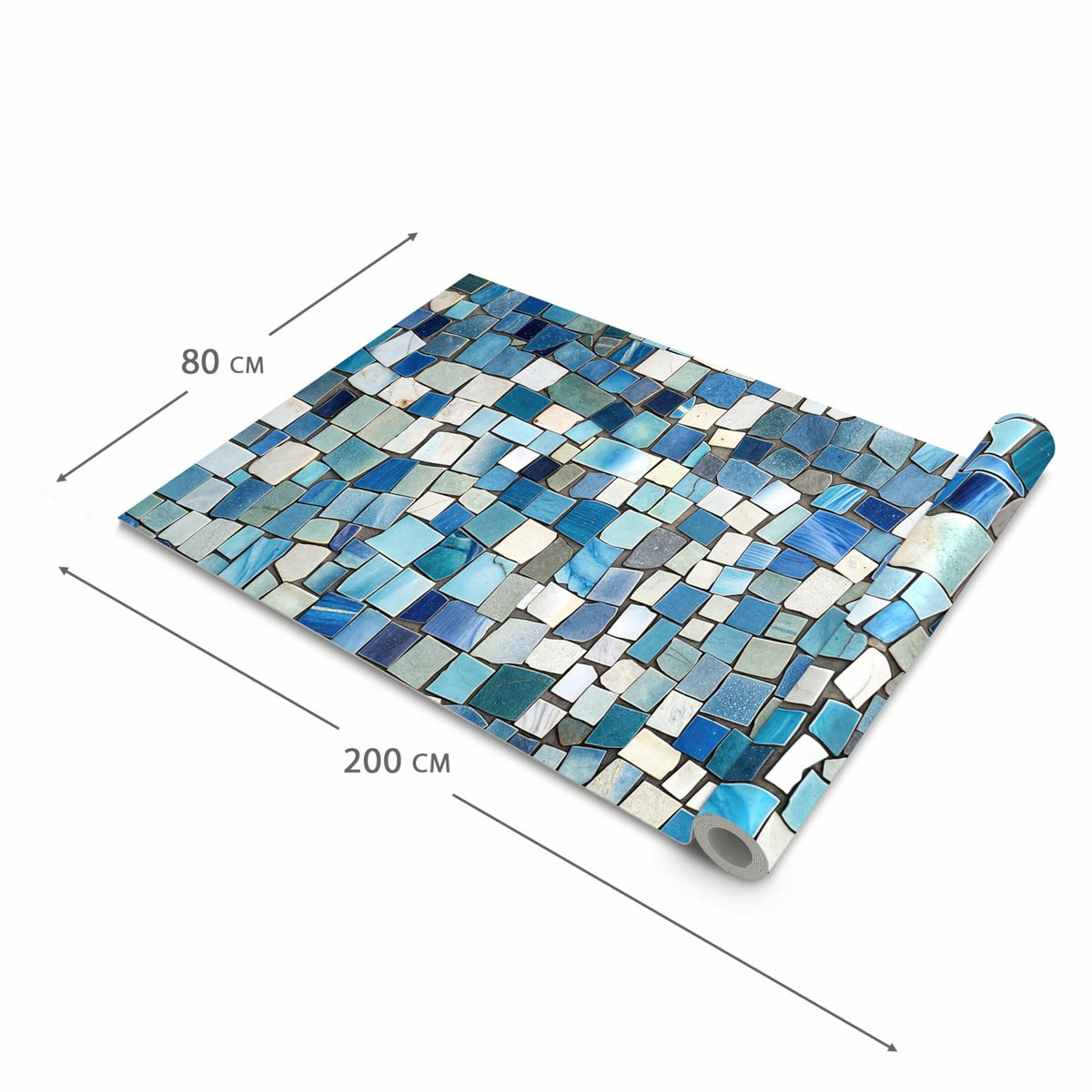 Pflegeleichter rutschfester Küchenteppich mit Motiv Bunte Kachelmuster in der Grösse 90x240 cm