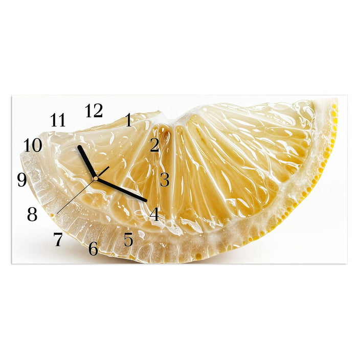 Wanduhr Zitronenscheibe aus Glas – Querformat 60 × 30 cm mit Ziffernblatt Klassisch