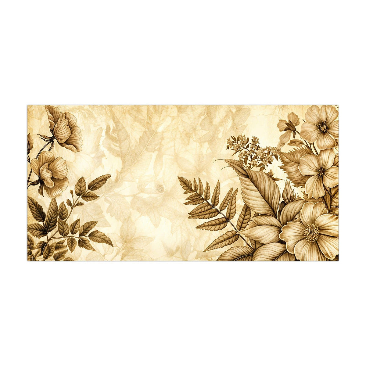 Küchenrückwand aus Glas Botanik in Sepia im Hochformat, Motiv bildfüllend von vorn