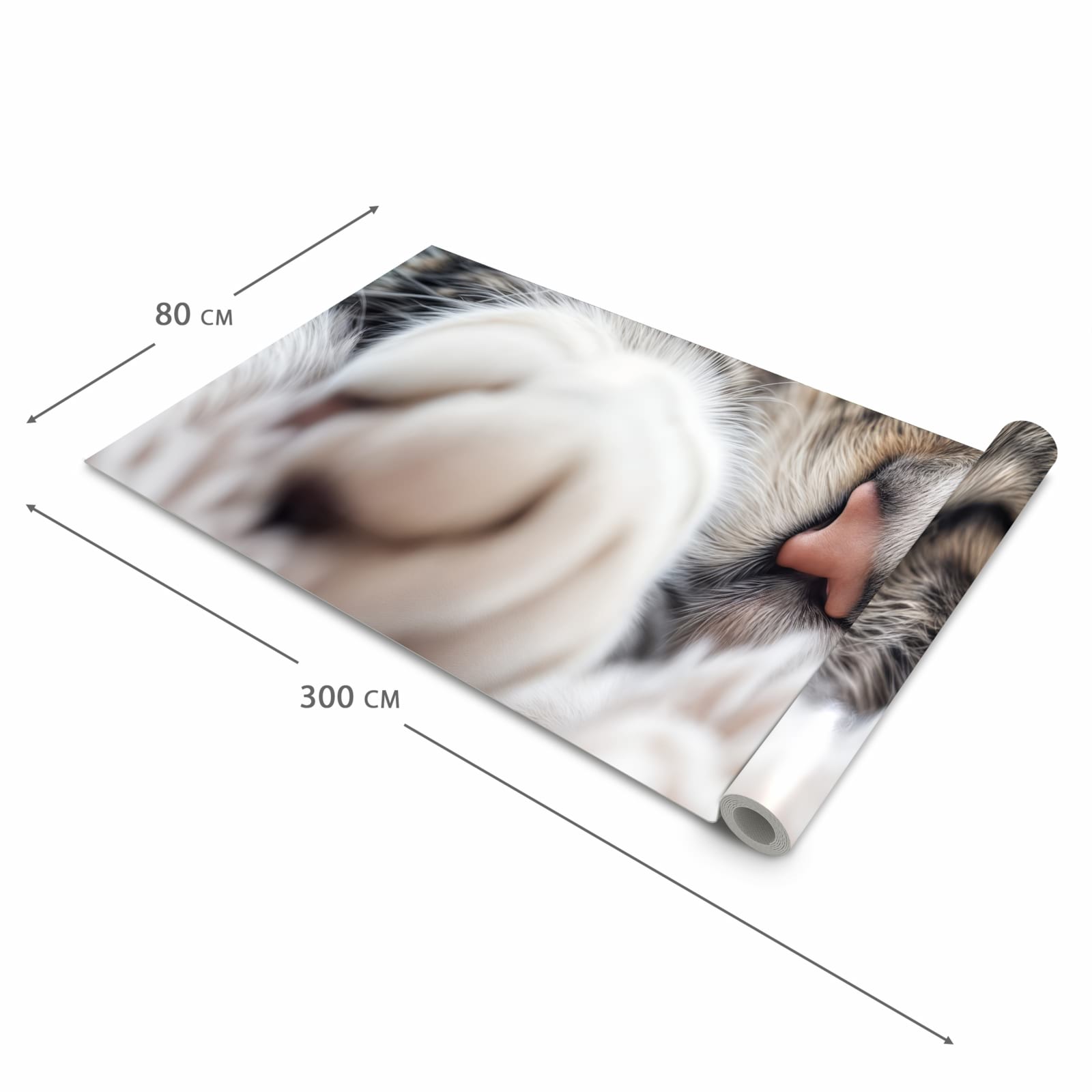 Fleckenresistenter rutschfester Küchenläufer mit Motiv Schlafende Katze in der Größe 90x180 cm