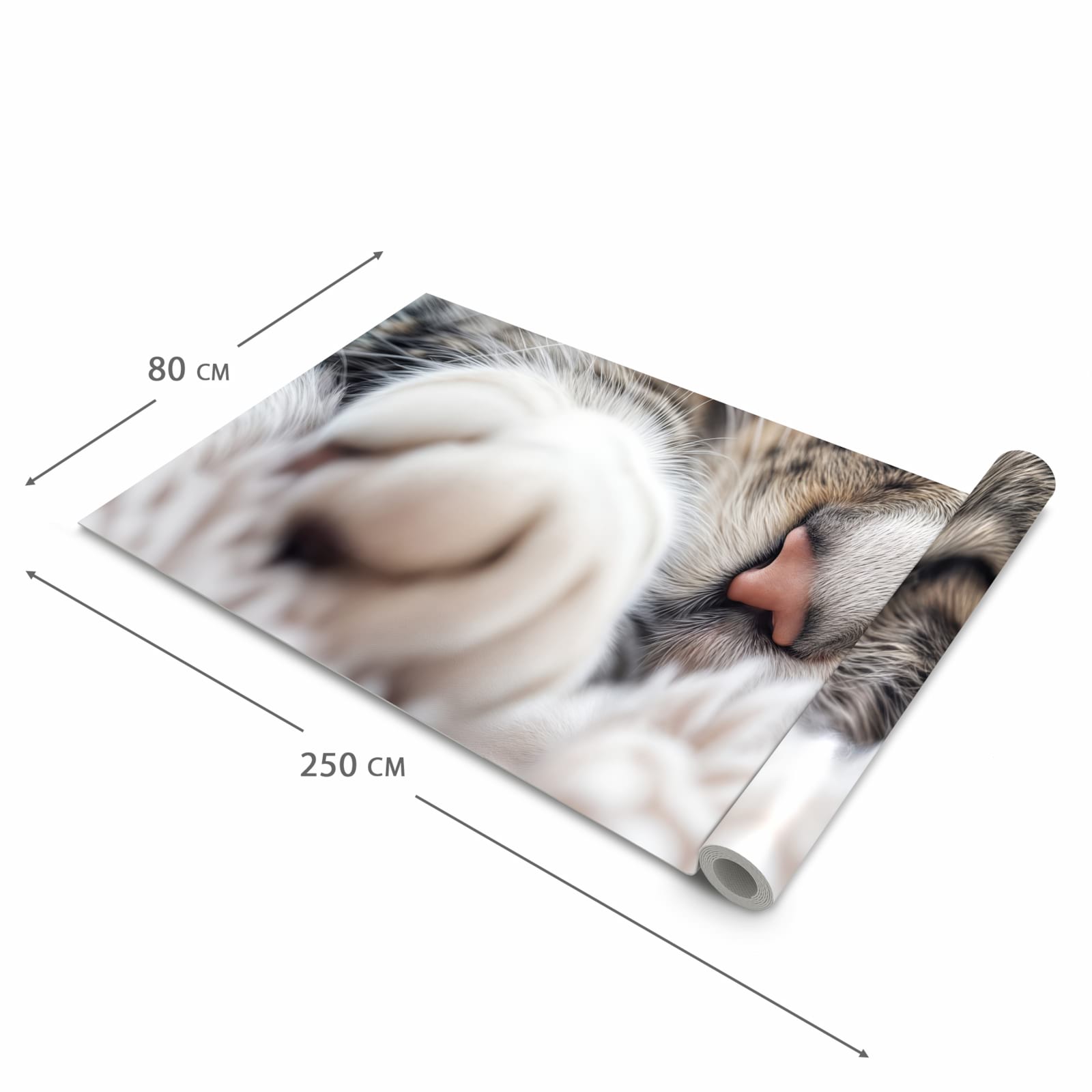 Rutschfester Küchenläufer mit Motiv Schlafende Katze in der Grösse 90x180 cm für Trittkomfort