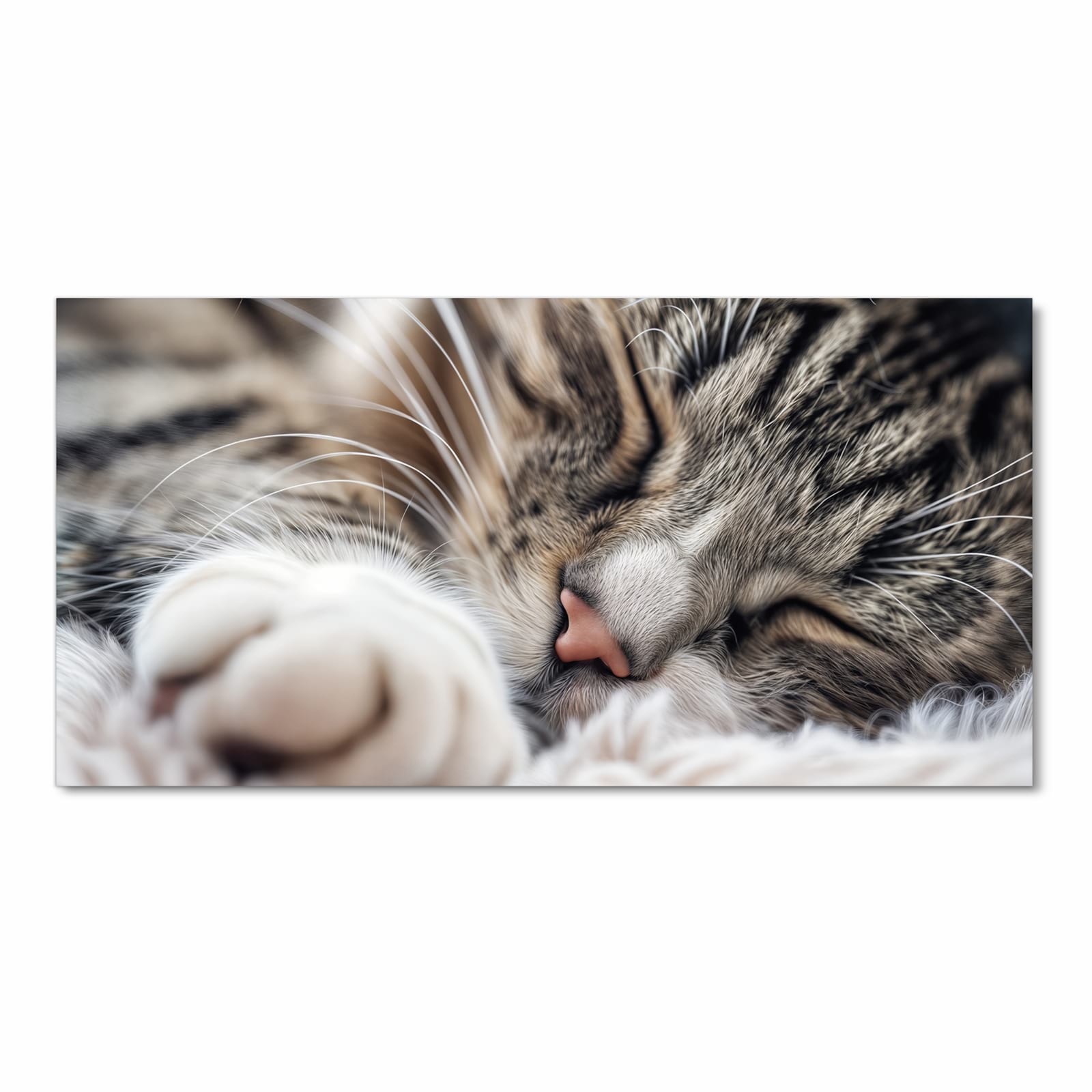 Farbbeständiger Küchenteppich mit Motiv Schlafende Katze in Frontansicht