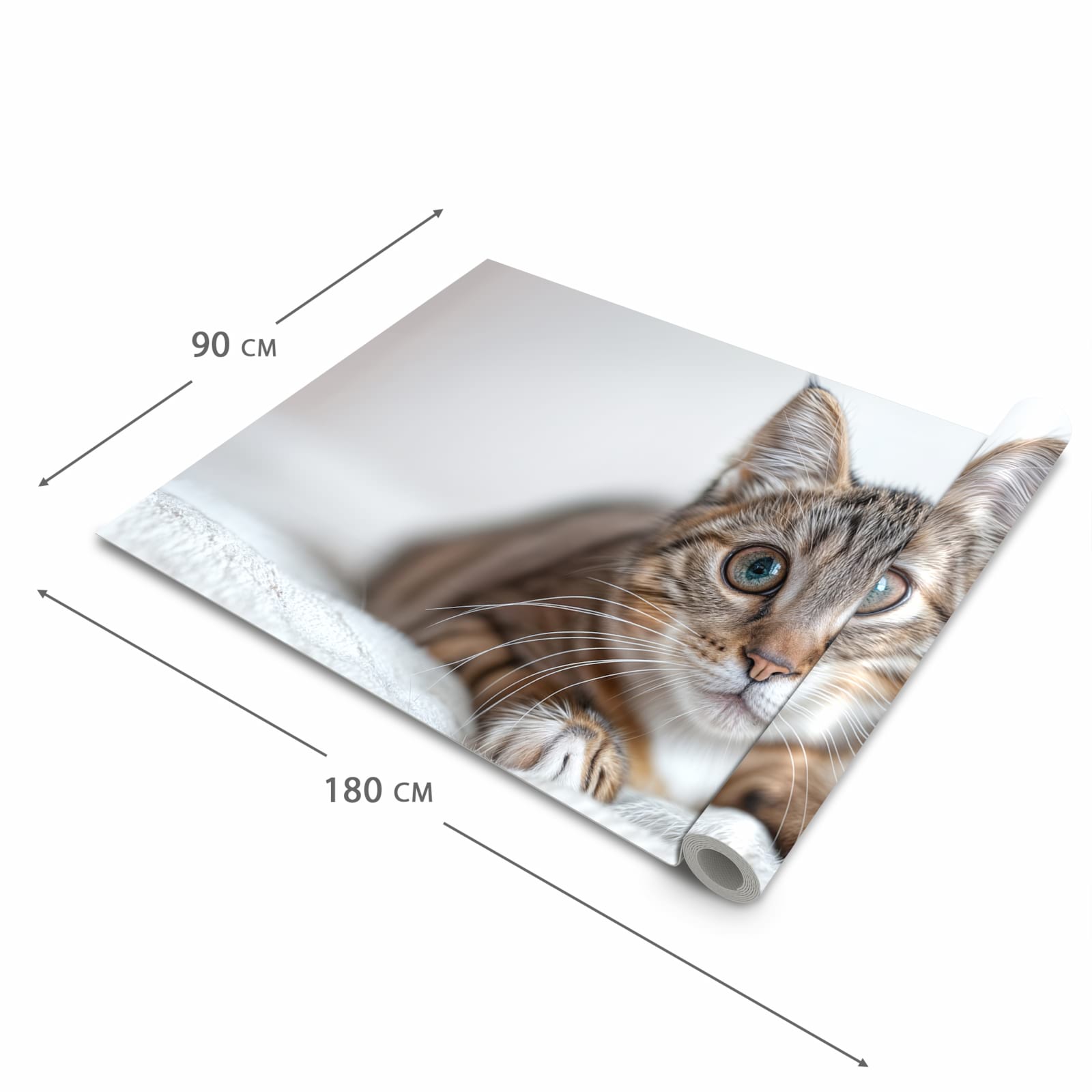 Bodenschonender rutschfester Küchenteppich mit Motiv Süße Kleine Katze in der Grösse 80x300 cm