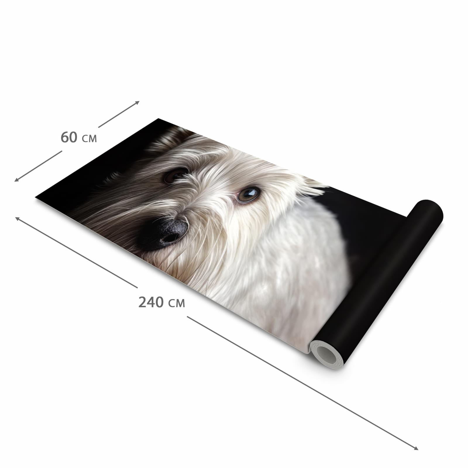 UV-beständiger Küchenläufer mit Motiv Weisser Hund in der Grösse 80x280 cm