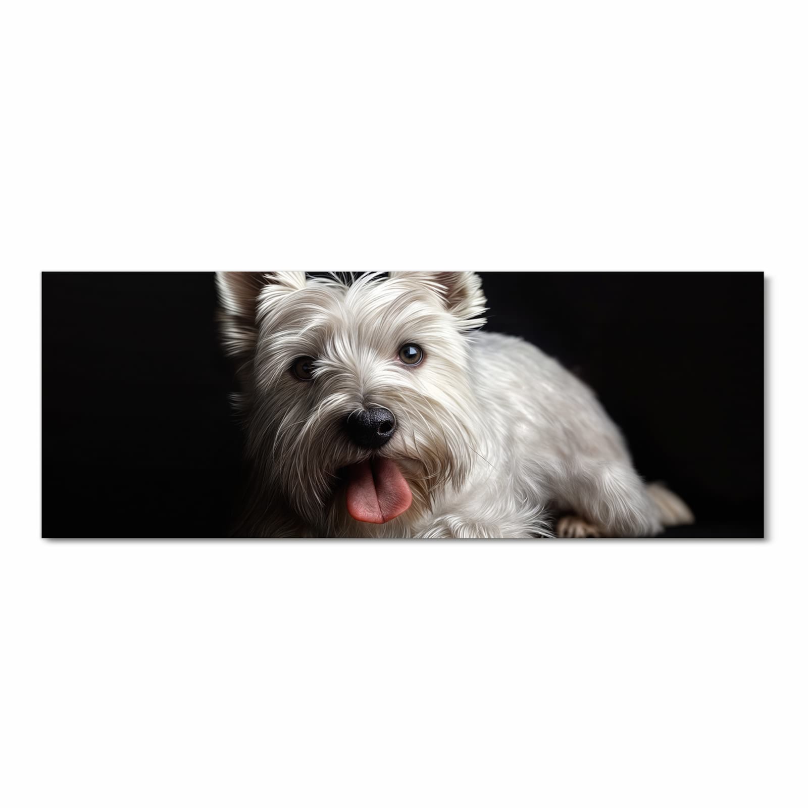 Langlebiger dünner Küchenteppich mit Motiv Weisser Hund in Frontansicht