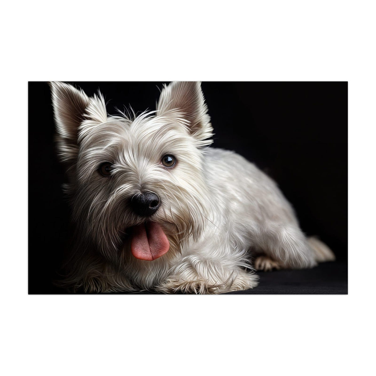 Küchenrückwand aus Glas Weißer Terrier im Hochformat, Motiv bildfüllend von vorn