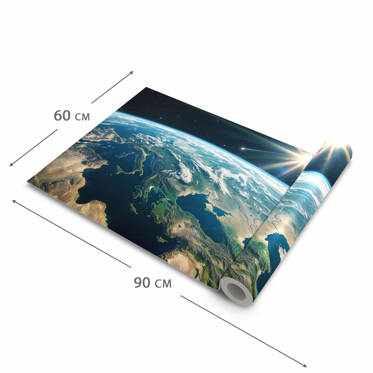 Feuchtigkeitsresistenter Küchenteppich mit Motiv Blick Auf Die Erde in der Grösse 80x250 cm