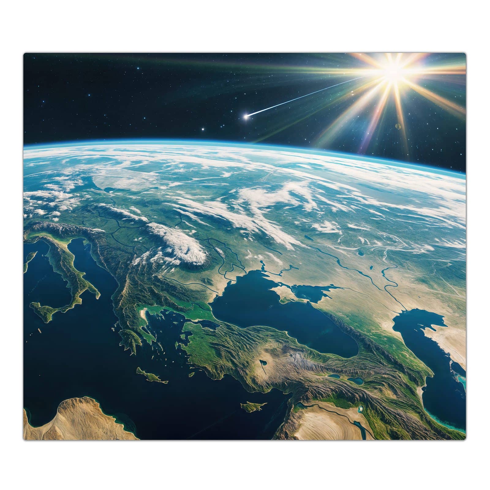 1-teilige Herdabdeckplatten mit Blick Auf Die Erde-Motiv in der Frontansicht #grösse_1-Teilig (60x52cm)