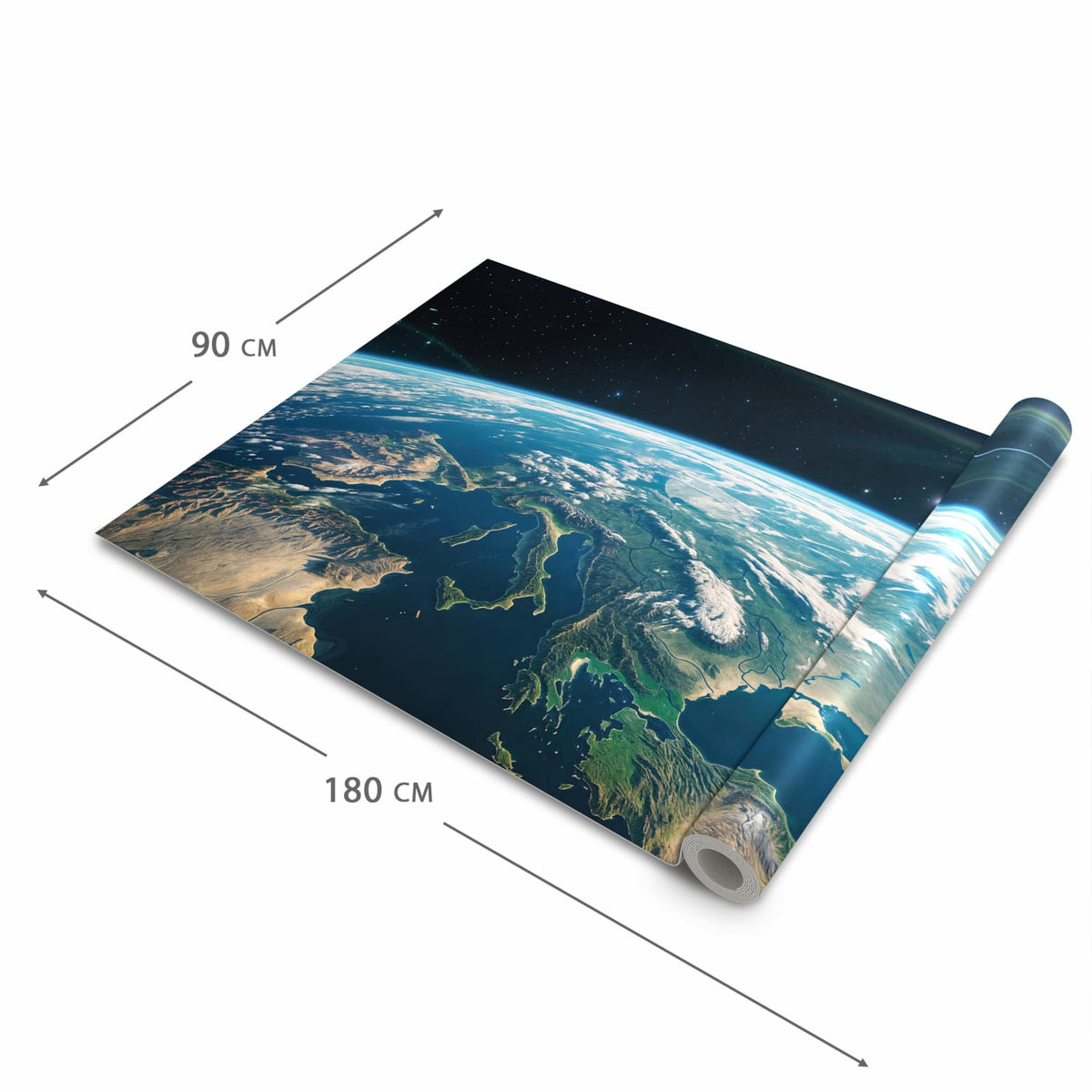 Formstabiler waschbarer Küchenteppich mit Motiv Blick Auf Die Erde in der Grösse 80x280 cm