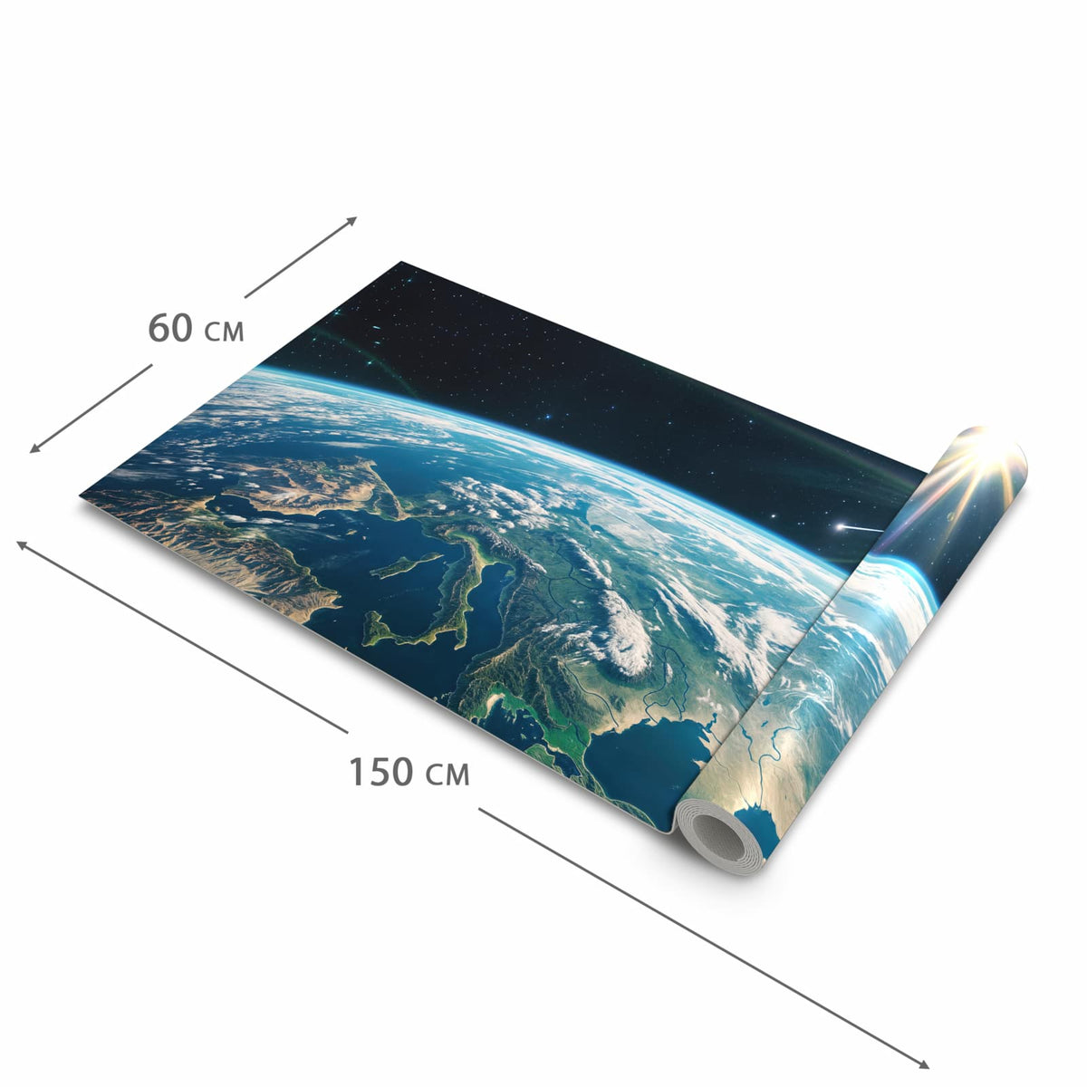 Hygienischer Teppich fürs Esszimmer mit Motiv Blick Auf Die Erde in der Grösse 80x250 cm