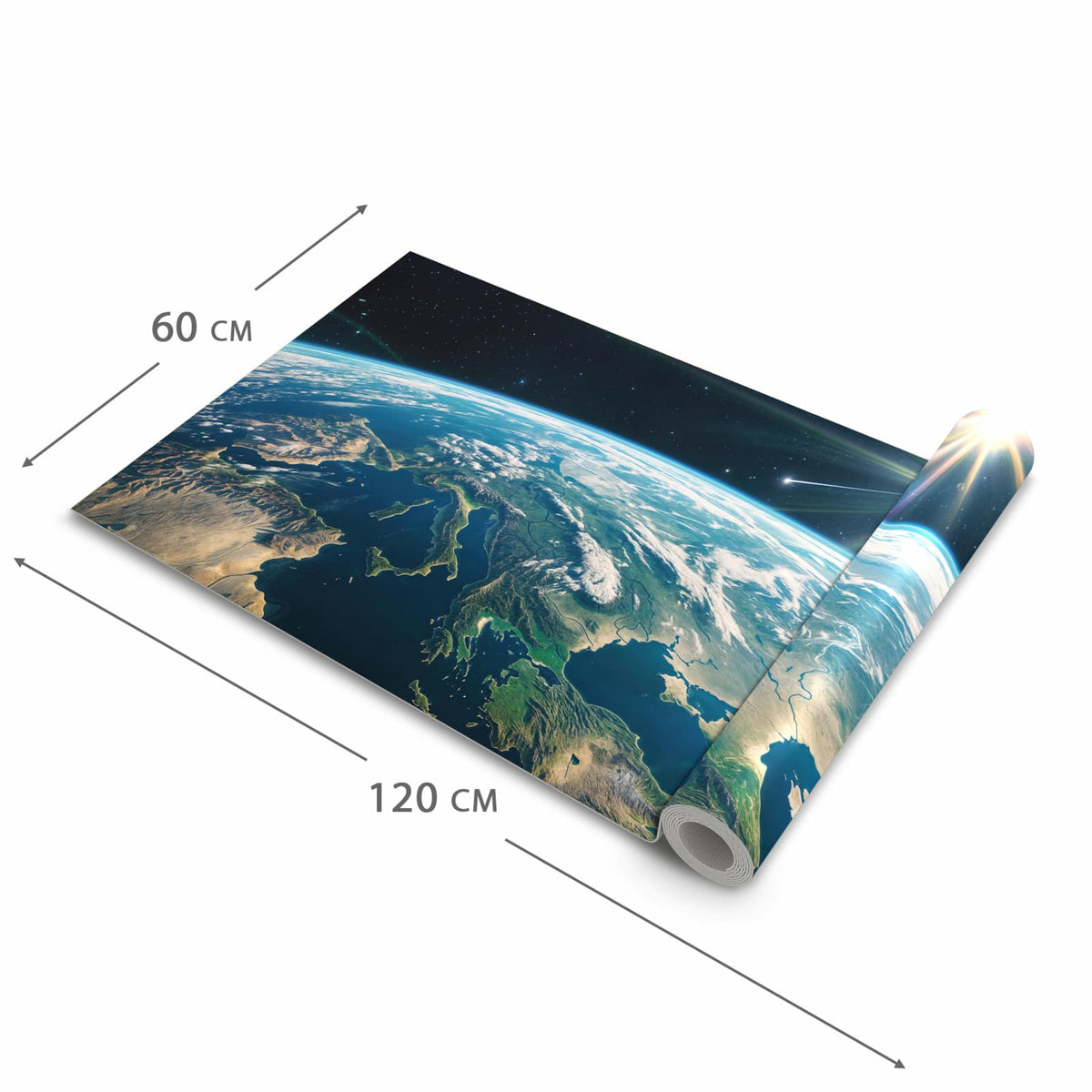 Waschbarer dünner Küchenteppich mit Motiv Blick Auf Die Erde in der Grösse 80x250 cm