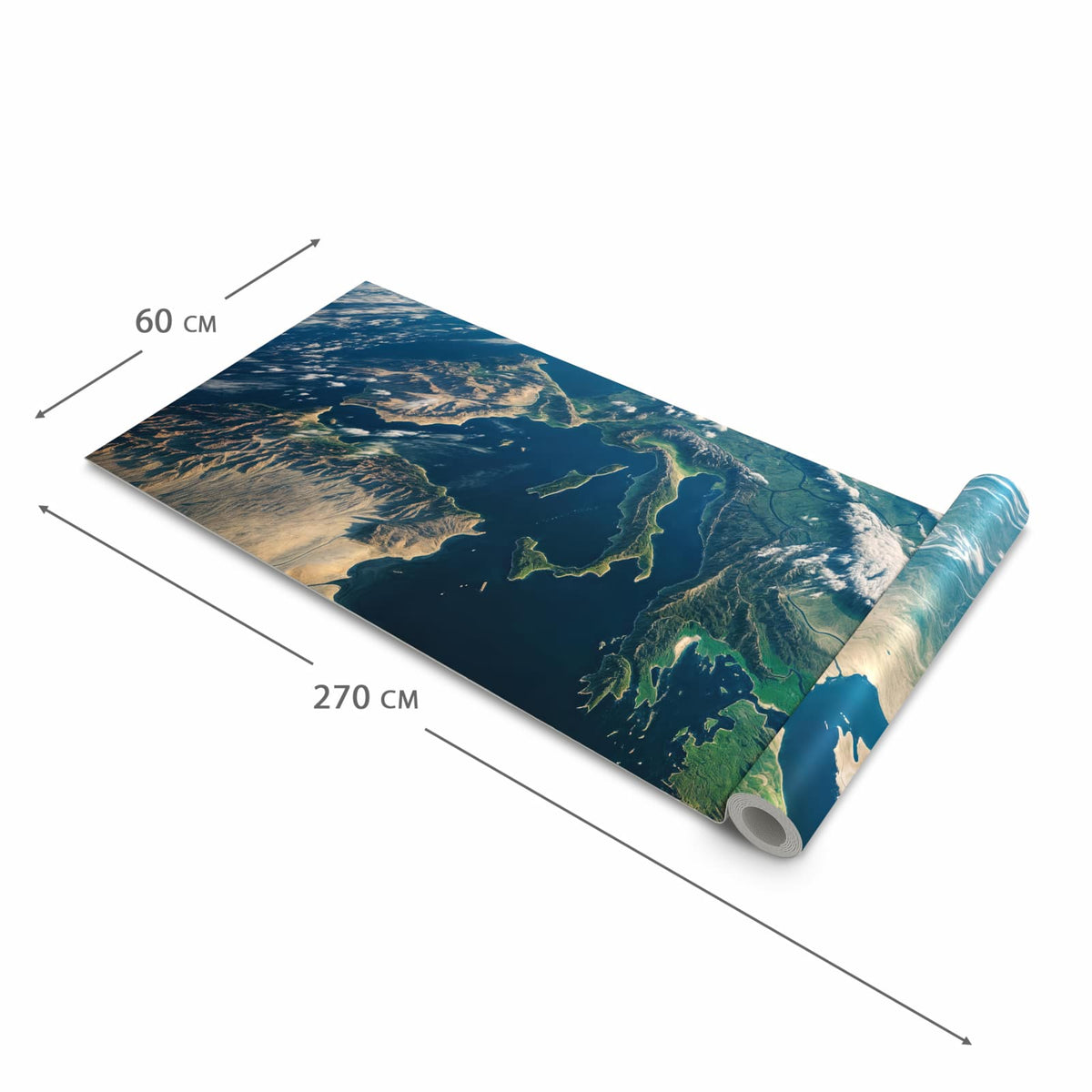 Langlebiger Bodenläufer mit Motiv Blick Auf Die Erde in der Grösse 80x250 cm