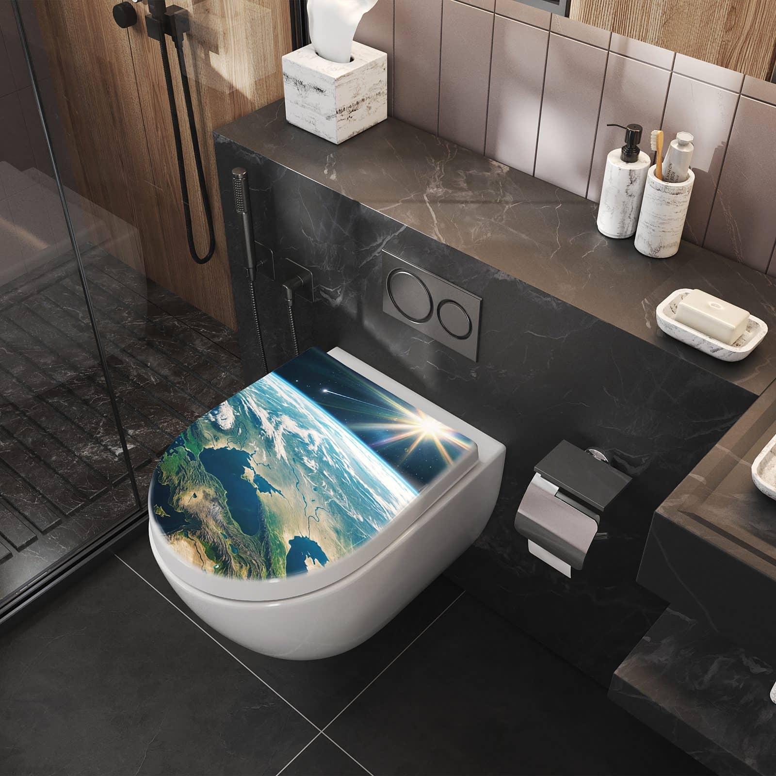 WC-Sitz mit Absenkautomatik Blick Auf Die Erde