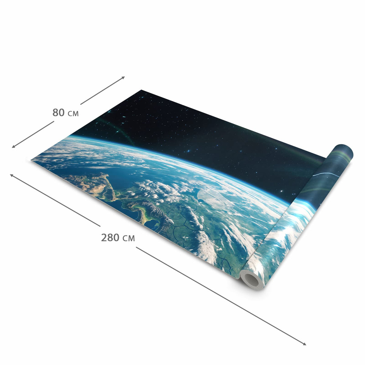 Bodenschonender rutschfester Küchenteppich mit Motiv Blick Auf Die Erde in der Grösse 80x250 cm