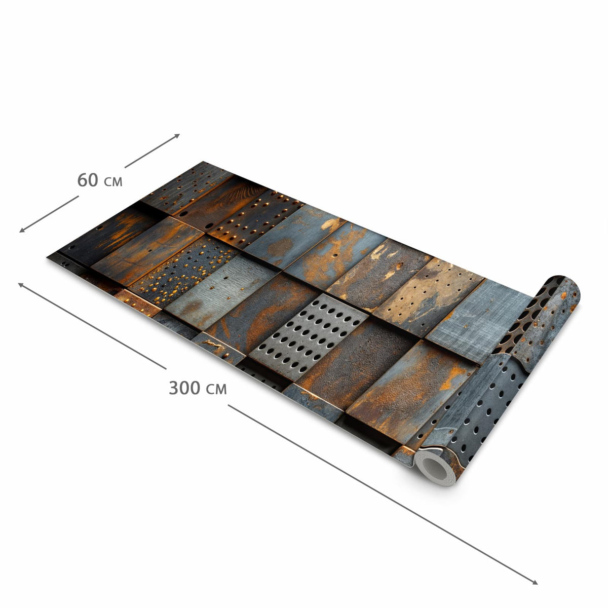 Schmutzabweisender Teppichläufer für die Küche mit Motiv Gelochte Metallplatten in der Grösse 80x250 cm