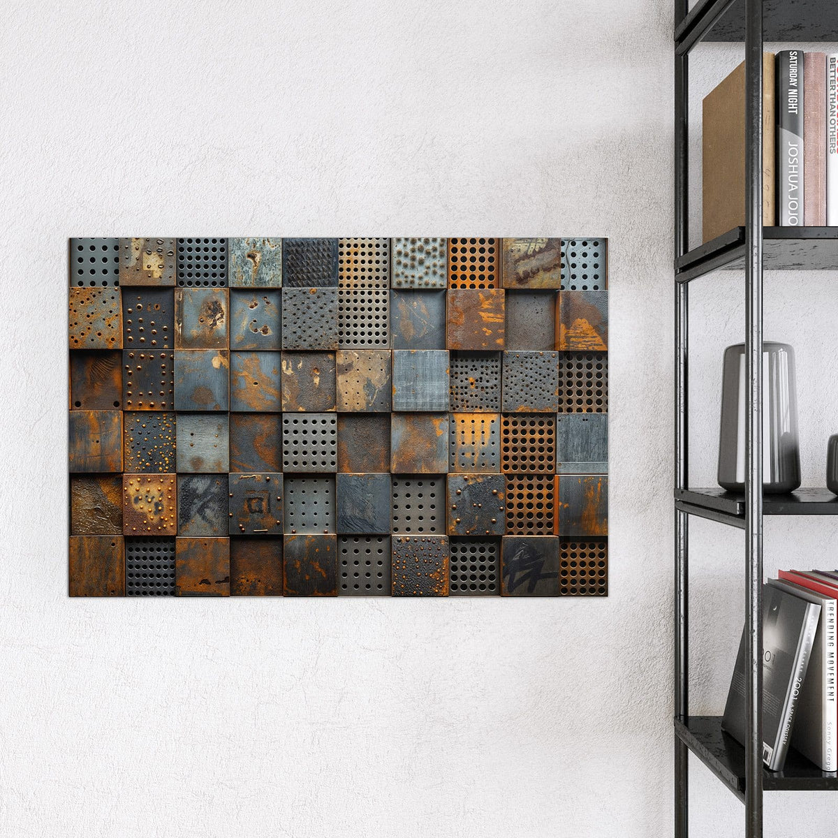 Magnettafel - Gelochte Metallplatten – Rostige Lochbleche im Raster
