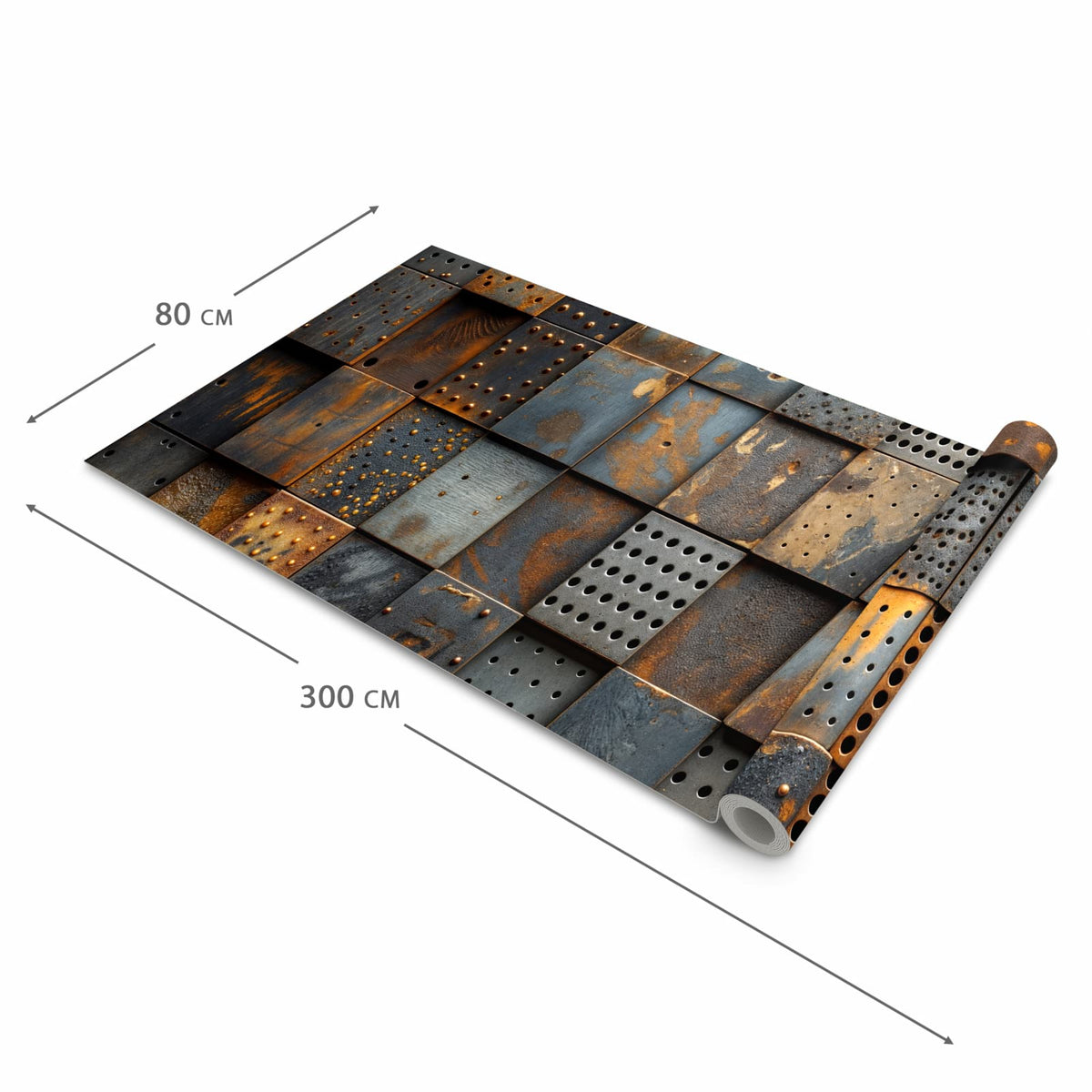 Komfortabler Läufer flur rutschfest mit Motiv Gelochte Metallplatten in der Grösse 80x250 cm