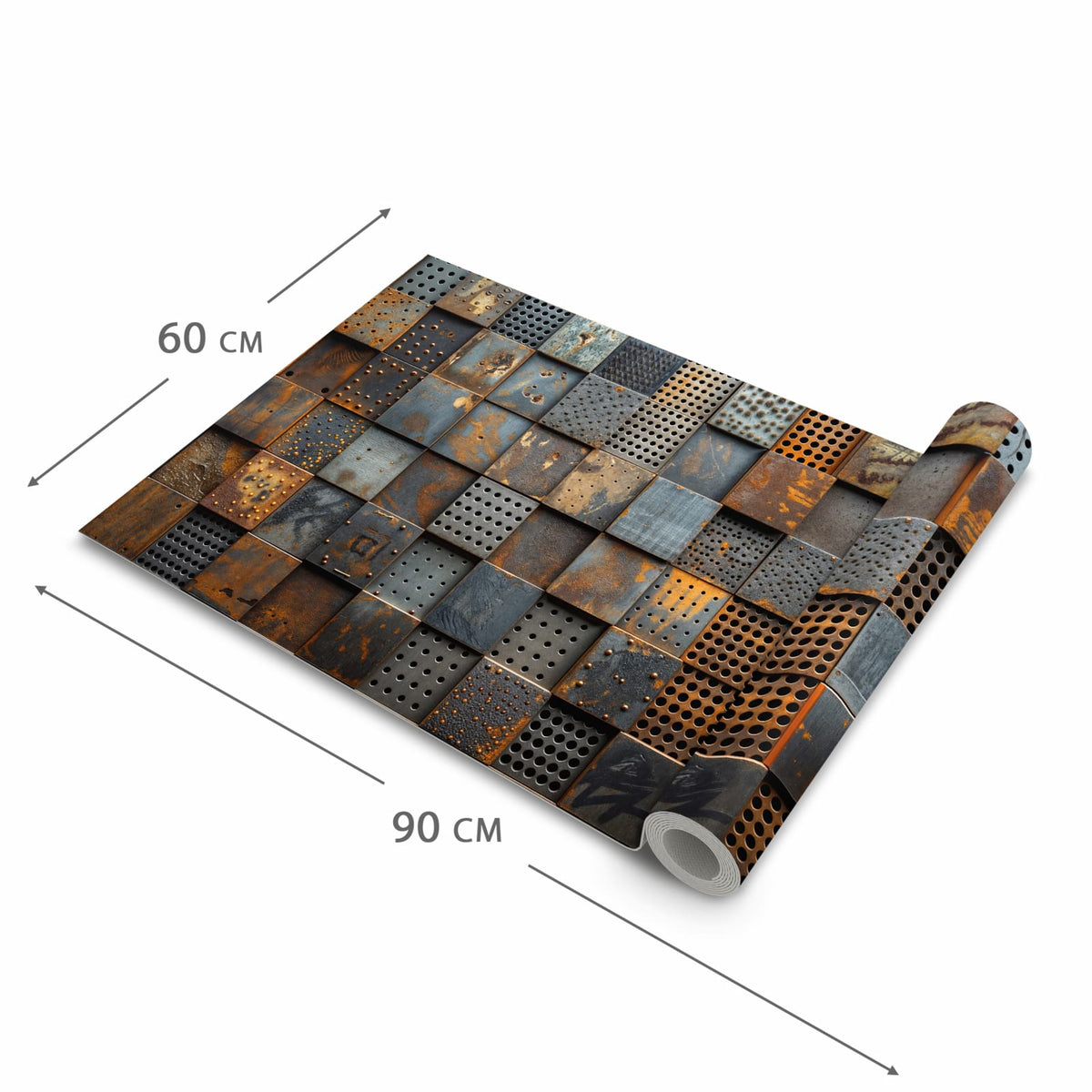 Geruchsneutraler waschbarer Küchenläufer mit Motiv Gelochte Metallplatten in der Grösse 80x250 cm